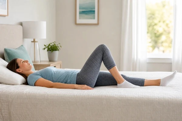 Heel slide exercise for sciatica and lower back pain - lying in bed